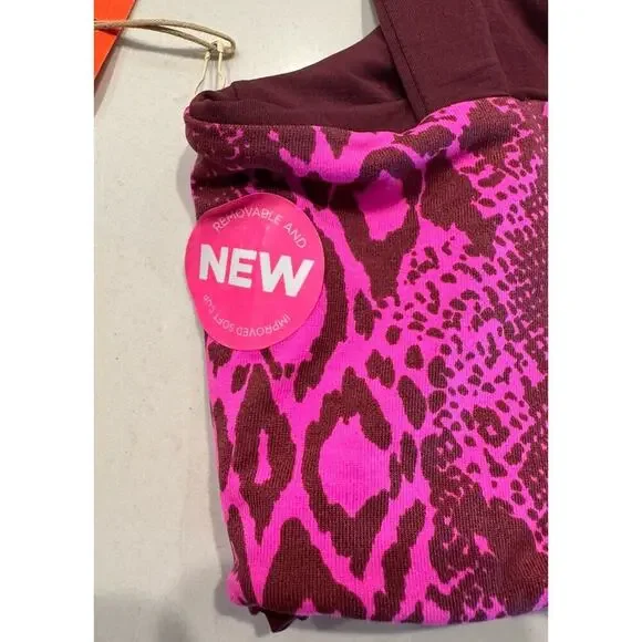 Maaji Size Medium Reversible Burgundy Animal Print Lace Up Swim Top - Picture 9 of 11